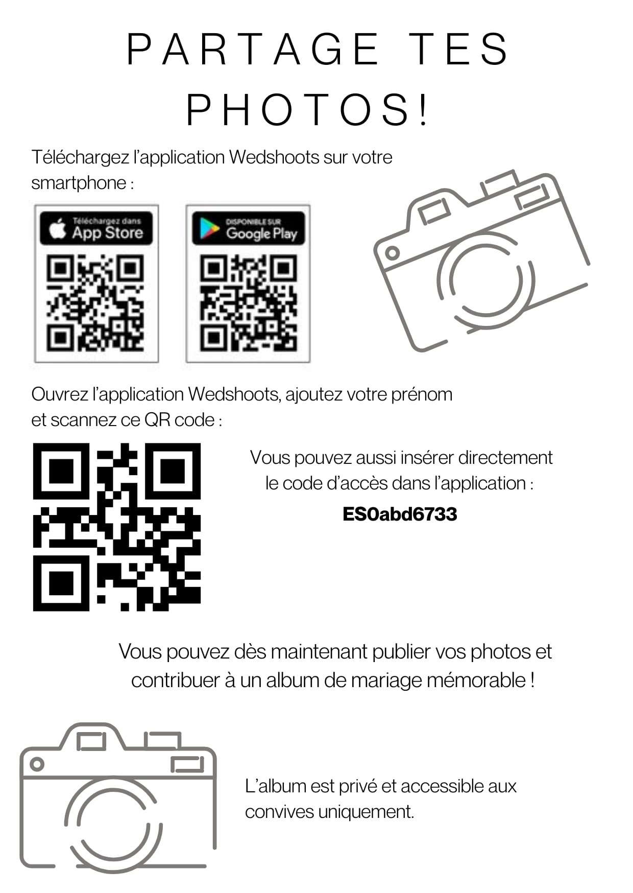 Instructions pour rejoindre l'album de mariage